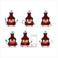 Doctor profession emoticon with bbq sauce cartoon character vector