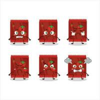 Ketchup sachet cartoon character with various angry expressions vector