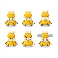 Curry sauce cartoon character with various angry expressions vector