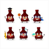 School student of bbq sauce cartoon character with various expressions vector