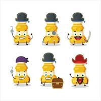 Cartoon character of curry sauce with various pirates emoticons vector