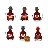 Cartoon character of bbq sauce with various pirates emoticons vector