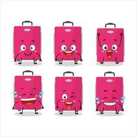 Cartoon character of pink lugage with smile expression vector