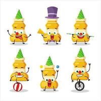 Cartoon character of curry sauce with various circus shows vector