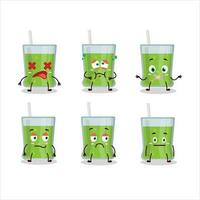 Green apple juice cartoon character with nope expression vector