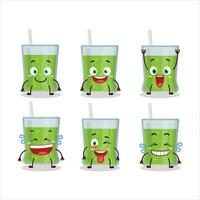 dibujos animados personaje de verde manzana jugo con sonrisa expresión vector