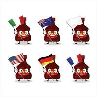 BBQ sauce cartoon character bring the flags of various countries vector