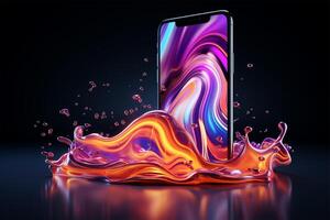 Trendy liquid style shapes abstract design, dynamic smartphone pub concept photo