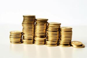 Stack of golden coins isolated on white background AI Generated photo