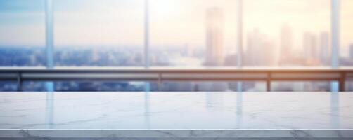 White marble table top and blurred abstract background from AI Generated photo