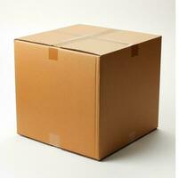 Brown cardboard box on a white background. 3d render image AI Generated photo