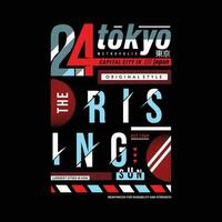 tokyo rising sun typography vector graphic for t shirt prints and other uses. poster, sticker, wall murals