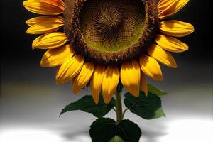 A Close Up Of A Sunflower With A Black Background. photo