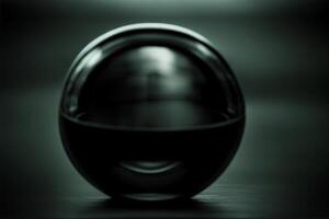 A Black And White Photo Of A Ball On A Table.