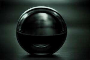 A Black And White Photo Of A Ball On A Table. AI Generated