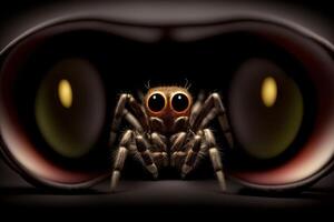 A Close Up Of A Spider On A Black Background. photo