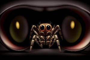 A Close Up Of A Spider On A Black Background. AI Generated photo