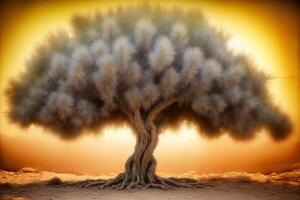 A Tree That Is In The Middle Of A Desert. AI Generated photo