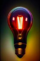 A Close Up Of A Light Bulb On A Black Background. AI Generated photo