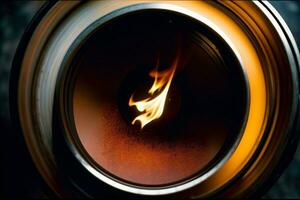 A Close Up Of A Metal Object With A Fire Inside Of It. AI Generated photo