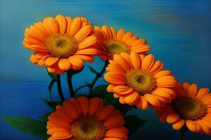 A Group Of Orange Flowers Sitting Next To Each Other. AI Generated photo