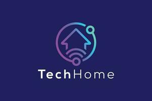 Technology smart Wi-Fi home logo design vector template