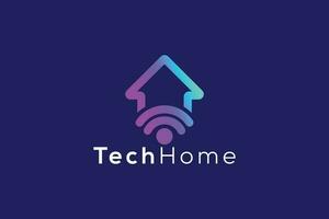 Technology smart Wi-Fi home logo design vector template