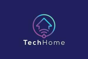 Technology smart Wi-Fi home logo design vector template