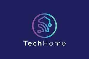 Technology smart Wi-Fi home logo design vector template