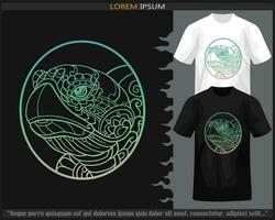 Gradient Colorful sea turtle mandala arts isolated on black and white t shirt. vector