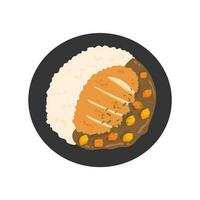 japonés katsu curry con pollo chuleta vector