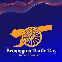 bennington battle day template design vector illustrator with bennington cannon and realistic benington flag