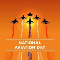nacional aviación día diseño con varios combatiente chorros emitiendo fumar el color de el americano bandera vector