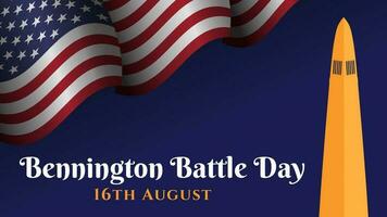 bennington battle day design background illustration with american flag and bennington monument vector