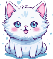 kawaii linda contento gato en clipart, generativo ai png