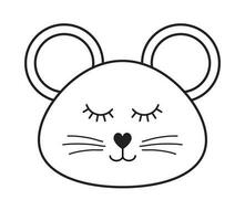 vector plano dibujos animados gris ratón rata cara