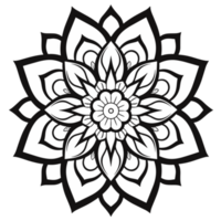 Simple coloring book image of Mandala , Generative Ai png