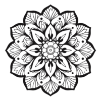 Simple coloring book image of Mandala , Generative Ai png