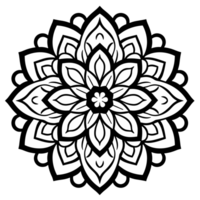 Simple coloring book image of Mandala , Generative Ai png