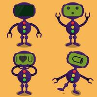 four different robot characters with different expressions vector