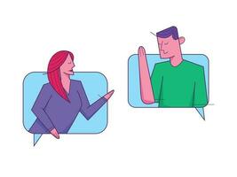 Internet communication and chatting concept. speech bubbles greeting each other online vector