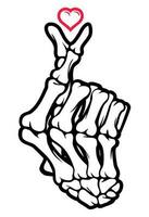 Skeleton finger bones heart hand sign illustrations vector