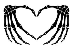 Skeleton bone hand heart shape sign illustrations vector