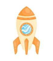 orange rocket launch space icon vector