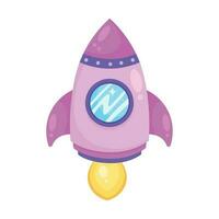 lila cohete lanzamiento aislado icono vector