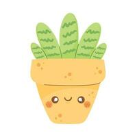 Orange kawaii plant pot over white vector