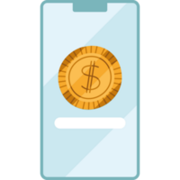 mynt dollar i smartphone teknologi png