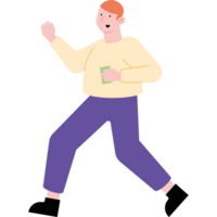 man with smartphone walking character png