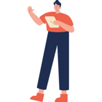 man standing using tablet character png
