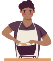 man mixing food in pot png